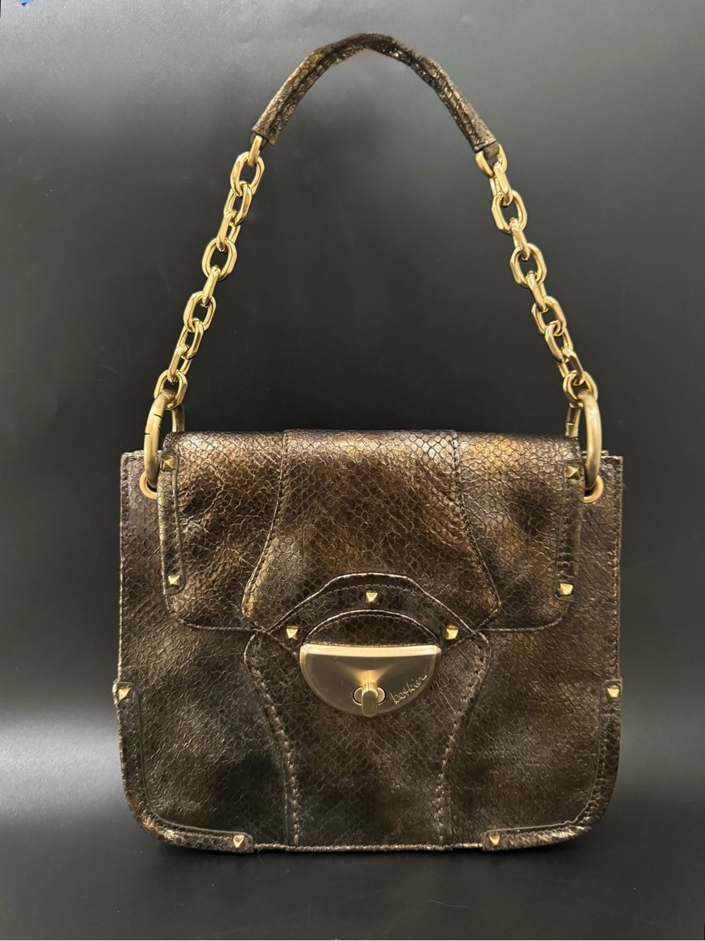 BOTKIER Metropolitan Brown Python Embossed Leather Clutch Handbag Shoulder Bag